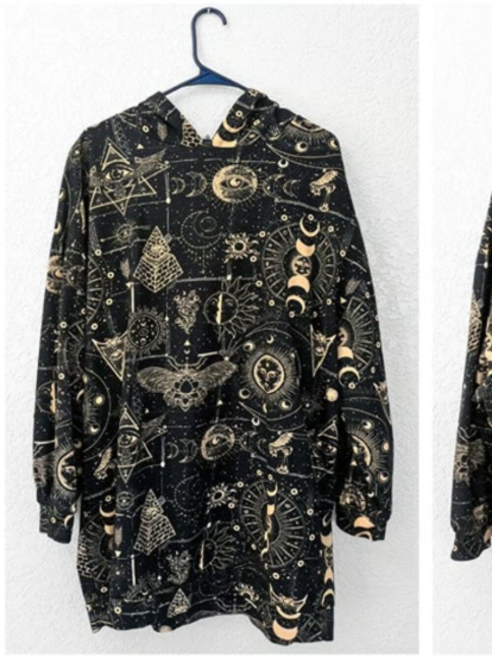 ASOS Goth Celestial Witchy Occult Print Oversize Cotton Hoodie Dress Size 14